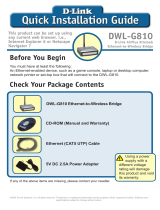D-Link AirPlus XtremeG Ethernet-to-Wireless Bridge DWL-G810 Manuel utilisateur