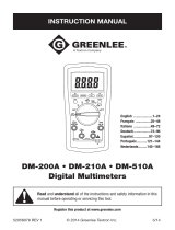 Greenlee DM-200A, DM-210A, DM-510A Multimeters (Europe) Fiche technique