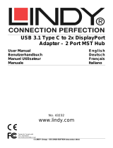 Lindy USB 3.1 Type C To 2x DP Splitter -2 Port MST Hub Manuel utilisateur