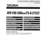 Sigma APO 150-500mm F5-6.3 DG OS HSM Manuel utilisateur