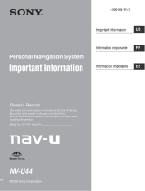 Sony NV-U44/S - 3.5" Portable Navigation System Une information important