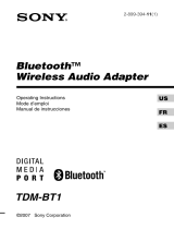 Sony TDM-BT1 - Digital Media Port Bluetooth Interface Manuel utilisateur
