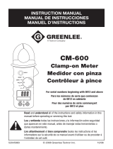 Greenlee CM-600 Clamp-on Meter S/N 0812 and above Manuel utilisateur