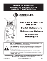 Greenlee DM-200A, DM-210A, DM-510A Digital Multimeters Manuel utilisateur