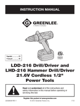 Greenlee "LDD-216, LHD-216 21.6V Cordless 1/2"" Drill/Driver" Manuel utilisateur