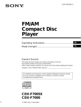 Sony Portable CD Player CDX-F7000 Manuel utilisateur