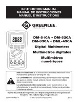 Greenlee DM-810A, DM-820A, DM-830A, DML-430A Multimeters Manuel utilisateur