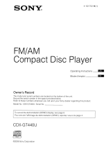 Sony CDX-GT440U - Fm/am Compact Disc Player Operating Instructions Manual