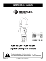 Greenlee CM-1500, CM-1550 Clamp-on Meter, AC/DC (Europe) Manuel utilisateur