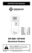 Greenlee GT-220, GT-540 Electrical Testers (Europe) Manuel utilisateur