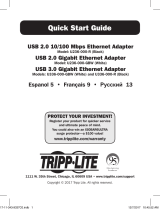 Tripp Lite USB 2.0 10/100 Mbps Ethernet Adapter, USB 2.0 Gigabit Ethernet Adapter & USB 3.0 Gigabit Ethernet Adapter Guide de démarrage rapide