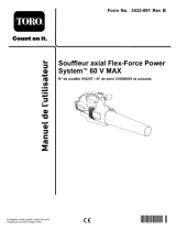 Toro Electric Battery Leaf Blower 60V MAX* Flex-Force Power System 51825T - Tool Only Manuel utilisateur