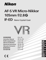 Nikon AF-S VR MICRO-NIKKOR 105MM F 2.8 IF-ED Manuel utilisateur