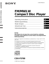 Sony CDX-F5700 - Fm/am Compact Disc Player Le manuel du propriétaire