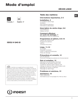 Indesit IDCEHG45B (FR) Le manuel du propriétaire