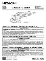 Hitachi G12SA3 - 4-1/2" Grinder 8 Amp AC/DC Safety Instructions And Instruction Manual