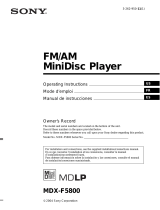 Sony MDX-F5800 Mode d'emploi