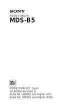 Sony MDS-B5 Mode d'emploi