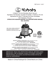 Kubota 8 Gallon /30 Litre Stainless Steel Vacuum Manuel utilisateur