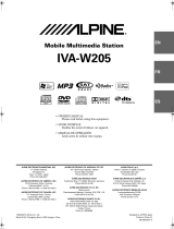 Alpine IVA W205 - 2-DIN DVD/CD/MP3/WMA Receiver/AV Head Unit Le manuel du propriétaire
