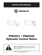 Greenlee PVA0021, PVA0022 Hydraulic Control Valves Manual Manuel utilisateur