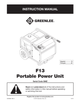 Greenlee F13 Portable Power Unit S/C GMZ Manuel utilisateur