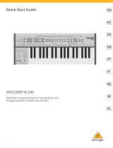 Behringer VOCODER VC340 Authentic Analog Vocoder for Human Voice and Strings Ensemble Sounds Mode d'emploi