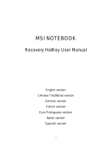 MSI NOTEBOOK RECOVERY HOTKEY Le manuel du propriétaire