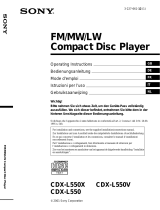 Sony CDX-L550X - Fm/am Compact Disc Player Le manuel du propriétaire