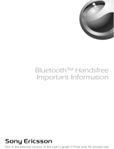 Sony Ericsson BLUETOOTH HANDSFREE Le manuel du propriétaire