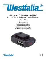 Westfalia 878474 18V Li Ion Battery Pack 2.0 Ah A2AH 18 Mode d'emploi