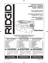 RIDGID 4522 4.5 Gallon Pro Pack Portable Wet/Dry Vacuum Le manuel du propriétaire