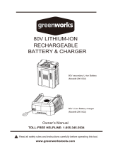 Greenworks 80V Lithium-ion Rechargeable Battery and Charger Le manuel du propriétaire